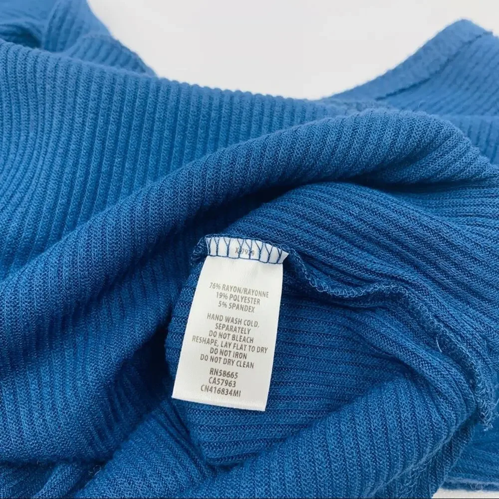 Caslon Dark Blue Faux Wrap V Neck Ribbed Tee - Picture 10 of 10
